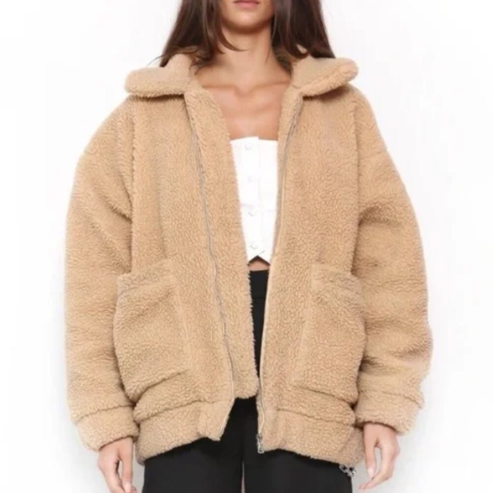 I.AM.GIA Tan Sherpa Bomber Jacket